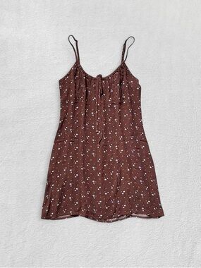 PacSun LA Hearts Brown & Blue Ditsy Floral Spring Skate Mini Dress, Size Small